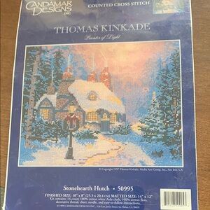 Thomas Kinkade Stonehearth Hutch Cross Stitch Kit - Blue and White